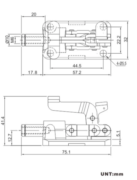 La chiusura del morsetto a chiave leva 36015-T ha forgiato il diametro del foro basso 5.5mm del montaggio