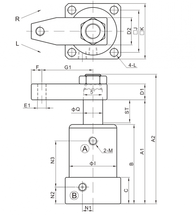 Caratteristica rotatoria determinata olio del acciaio al carbonio del dispositivo della macchina di CNC del cilindro del morsetto